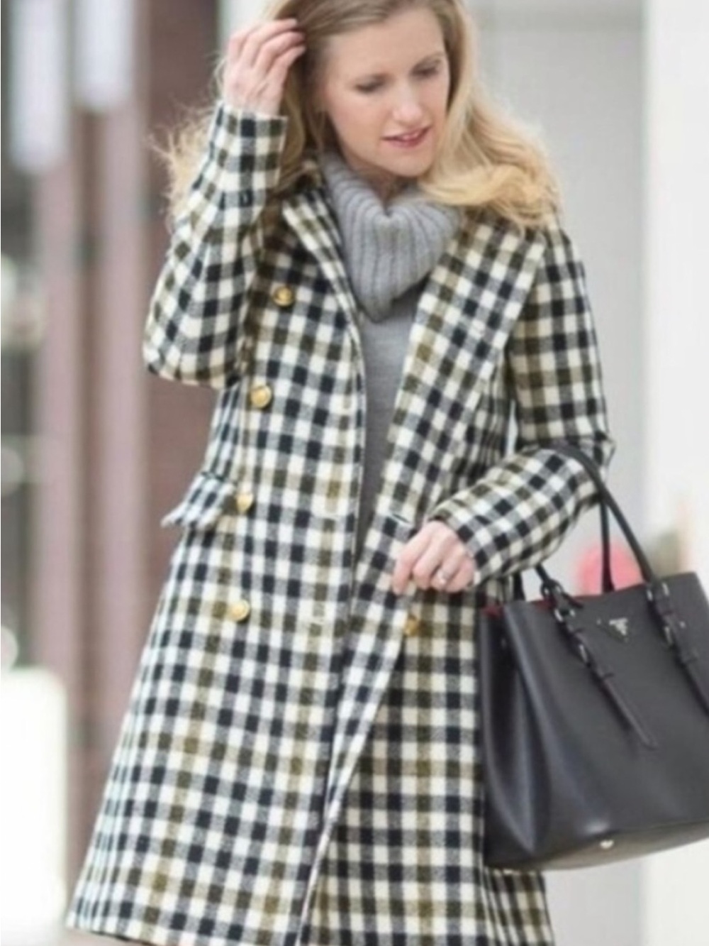 J.Crew Double Breasted Wool Coat in Cypress Black Ivory Oxford - Picture 2 of 11